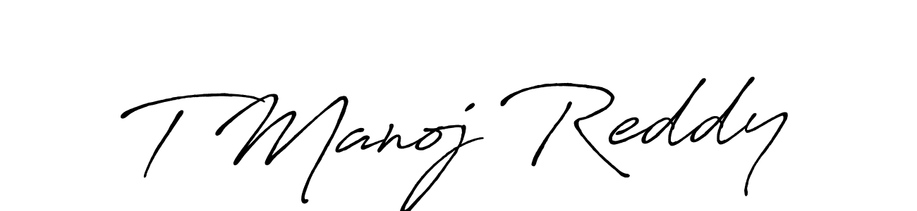 Design your own signature with our free online signature maker. With this signature software, you can create a handwritten (Antro_Vectra_Bolder) signature for name T Manoj Reddy. T Manoj Reddy signature style 7 images and pictures png