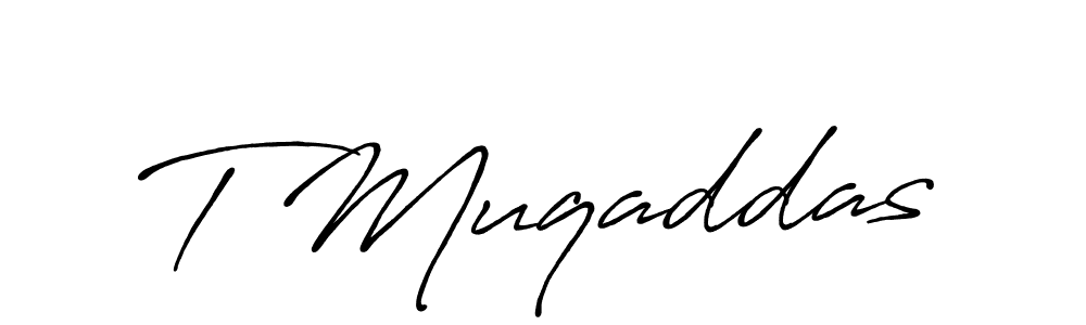 How to make T Muqaddas name signature. Use Antro_Vectra_Bolder style for creating short signs online. This is the latest handwritten sign. T Muqaddas signature style 7 images and pictures png