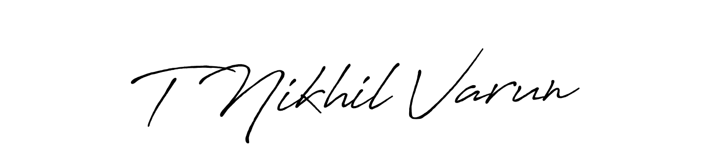 if you are searching for the best signature style for your name T Nikhil Varun. so please give up your signature search. here we have designed multiple signature styles  using Antro_Vectra_Bolder. T Nikhil Varun signature style 7 images and pictures png