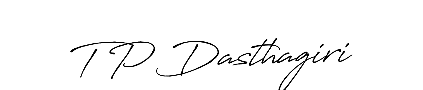 Create a beautiful signature design for name T P Dasthagiri. With this signature (Antro_Vectra_Bolder) fonts, you can make a handwritten signature for free. T P Dasthagiri signature style 7 images and pictures png