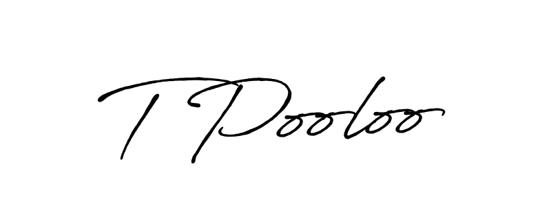 The best way (Antro_Vectra_Bolder) to make a short signature is to pick only two or three words in your name. The name T Pooloo include a total of six letters. For converting this name. T Pooloo signature style 7 images and pictures png