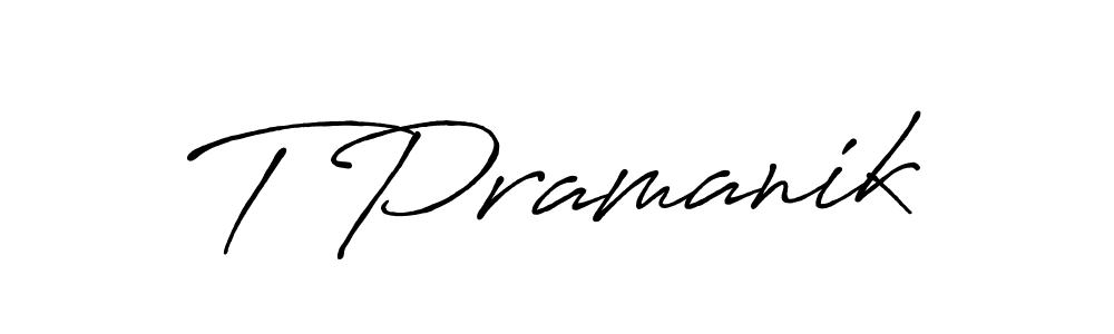 Make a beautiful signature design for name T Pramanik. With this signature (Antro_Vectra_Bolder) style, you can create a handwritten signature for free. T Pramanik signature style 7 images and pictures png