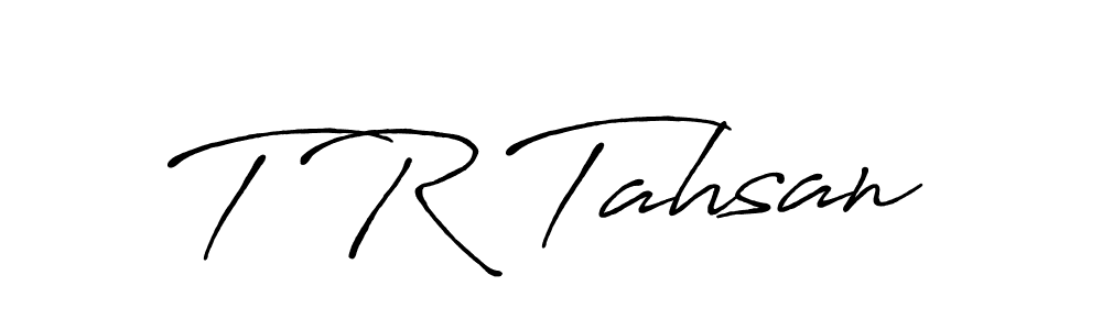 How to make T R Tahsan name signature. Use Antro_Vectra_Bolder style for creating short signs online. This is the latest handwritten sign. T R Tahsan signature style 7 images and pictures png