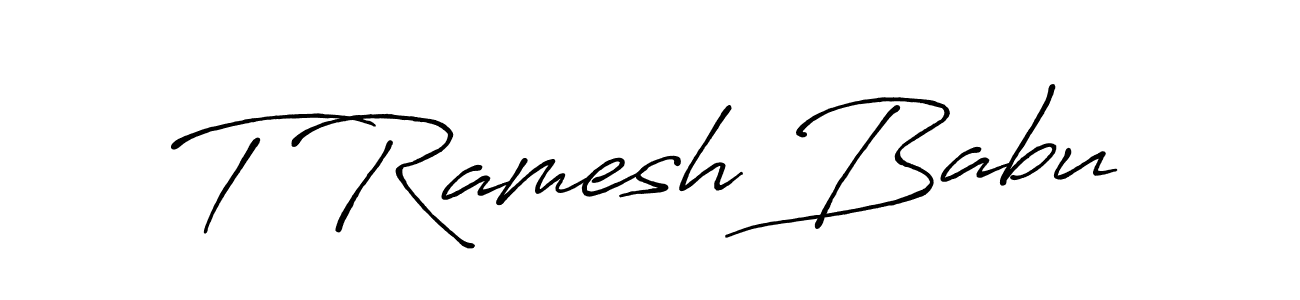 The best way (Antro_Vectra_Bolder) to make a short signature is to pick only two or three words in your name. The name T Ramesh Babu include a total of six letters. For converting this name. T Ramesh Babu signature style 7 images and pictures png