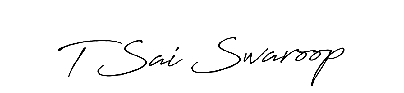 The best way (Antro_Vectra_Bolder) to make a short signature is to pick only two or three words in your name. The name T Sai Swaroop include a total of six letters. For converting this name. T Sai Swaroop signature style 7 images and pictures png