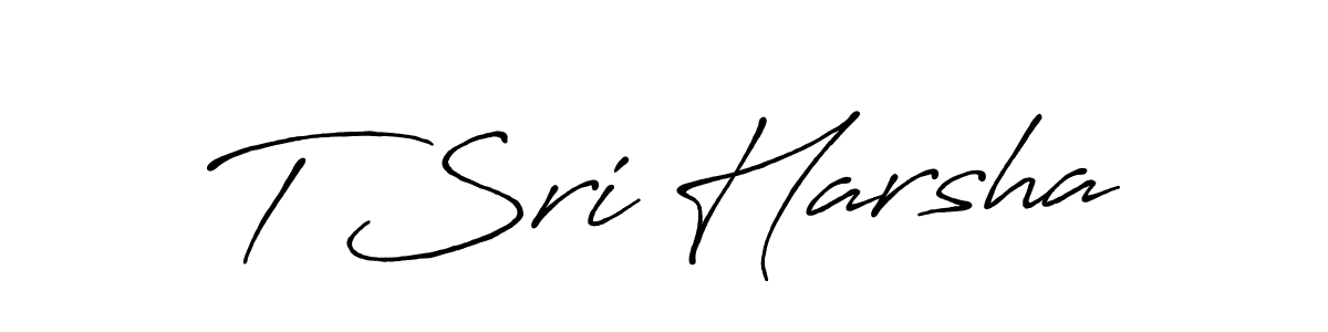 The best way (Antro_Vectra_Bolder) to make a short signature is to pick only two or three words in your name. The name T Sri Harsha include a total of six letters. For converting this name. T Sri Harsha signature style 7 images and pictures png