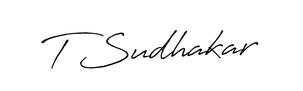 Use a signature maker to create a handwritten signature online. With this signature software, you can design (Antro_Vectra_Bolder) your own signature for name T Sudhakar. T Sudhakar signature style 7 images and pictures png