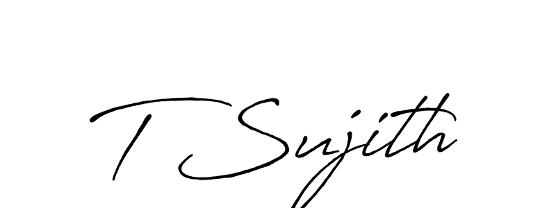 Also You can easily find your signature by using the search form. We will create T Sujith name handwritten signature images for you free of cost using Antro_Vectra_Bolder sign style. T Sujith signature style 7 images and pictures png