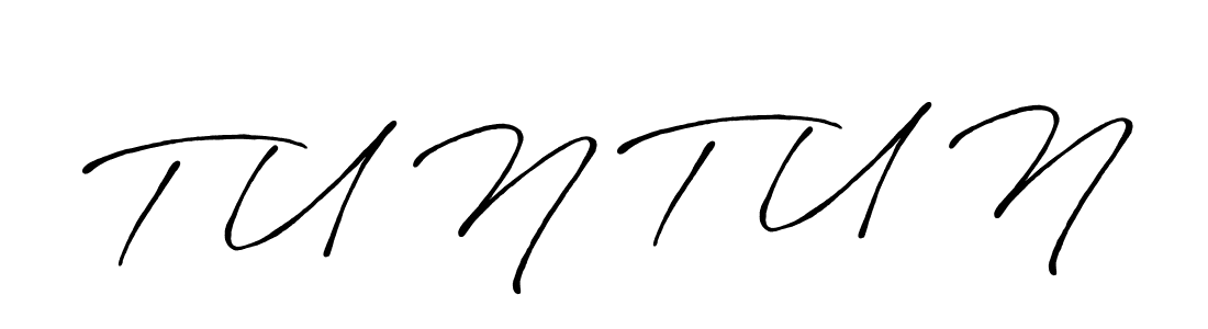 The best way (Antro_Vectra_Bolder) to make a short signature is to pick only two or three words in your name. The name T U N T U N include a total of six letters. For converting this name. T U N T U N signature style 7 images and pictures png