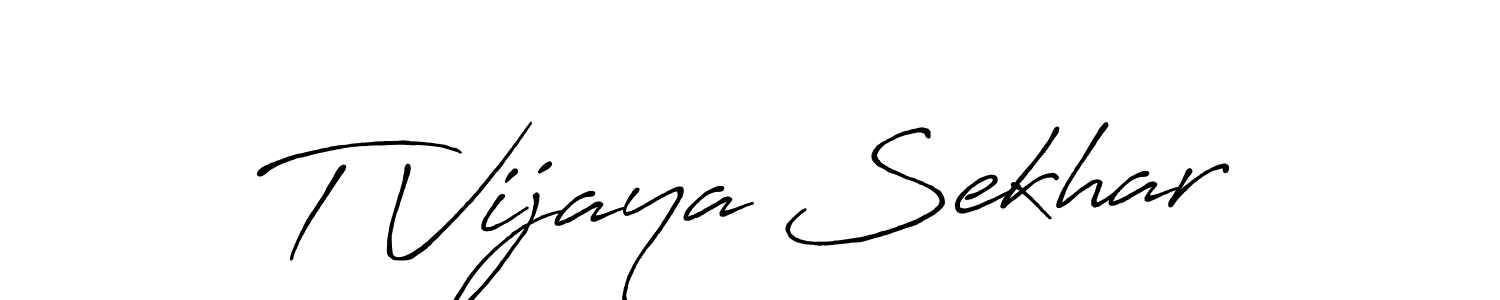 Create a beautiful signature design for name T Vijaya Sekhar. With this signature (Antro_Vectra_Bolder) fonts, you can make a handwritten signature for free. T Vijaya Sekhar signature style 7 images and pictures png