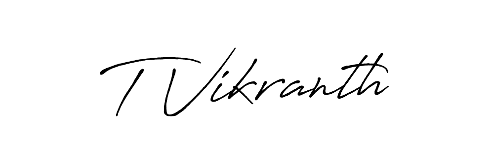 The best way (Antro_Vectra_Bolder) to make a short signature is to pick only two or three words in your name. The name T Vikranth include a total of six letters. For converting this name. T Vikranth signature style 7 images and pictures png