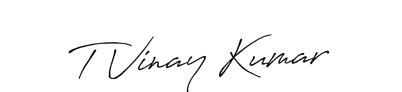 How to make T Vinay Kumar name signature. Use Antro_Vectra_Bolder style for creating short signs online. This is the latest handwritten sign. T Vinay Kumar signature style 7 images and pictures png