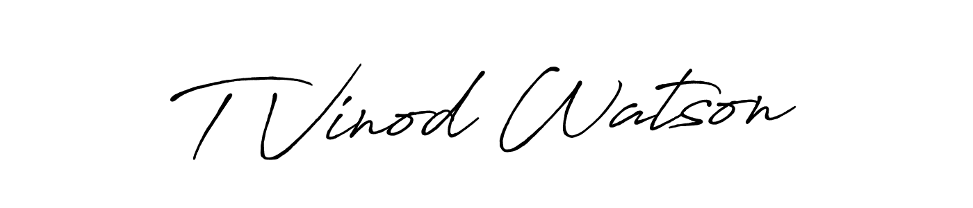 The best way (Antro_Vectra_Bolder) to make a short signature is to pick only two or three words in your name. The name T Vinod Watson include a total of six letters. For converting this name. T Vinod Watson signature style 7 images and pictures png