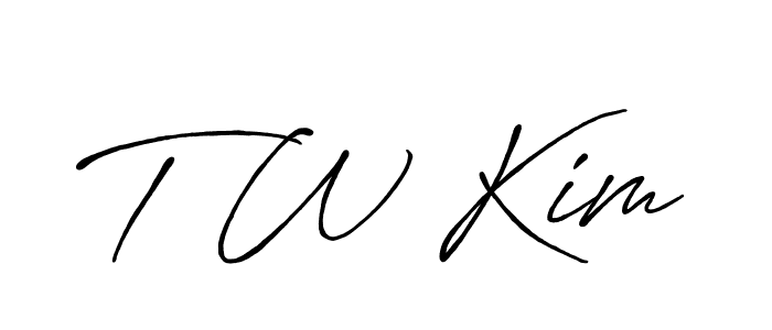 How to make T W Kim name signature. Use Antro_Vectra_Bolder style for creating short signs online. This is the latest handwritten sign. T W Kim signature style 7 images and pictures png