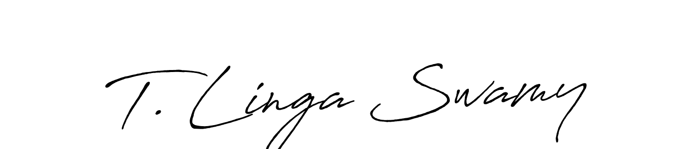 The best way (Antro_Vectra_Bolder) to make a short signature is to pick only two or three words in your name. The name T. Linga Swamy include a total of six letters. For converting this name. T. Linga Swamy signature style 7 images and pictures png