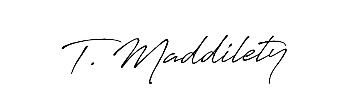 How to make T. Maddilety name signature. Use Antro_Vectra_Bolder style for creating short signs online. This is the latest handwritten sign. T. Maddilety signature style 7 images and pictures png