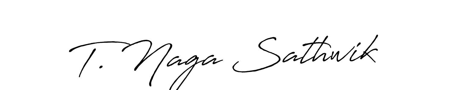 Make a beautiful signature design for name T. Naga Sathwik. With this signature (Antro_Vectra_Bolder) style, you can create a handwritten signature for free. T. Naga Sathwik signature style 7 images and pictures png