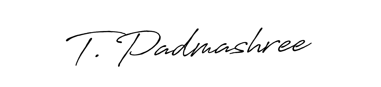 The best way (Antro_Vectra_Bolder) to make a short signature is to pick only two or three words in your name. The name T. Padmashree include a total of six letters. For converting this name. T. Padmashree signature style 7 images and pictures png