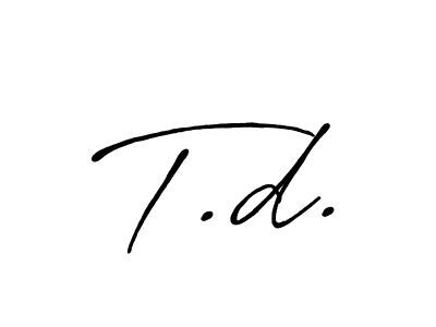 Make a beautiful signature design for name T.d.. With this signature (Antro_Vectra_Bolder) style, you can create a handwritten signature for free. T.d. signature style 7 images and pictures png