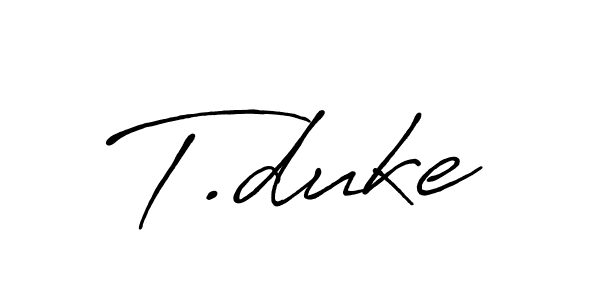 How to make T.duke signature? Antro_Vectra_Bolder is a professional autograph style. Create handwritten signature for T.duke name. T.duke signature style 7 images and pictures png