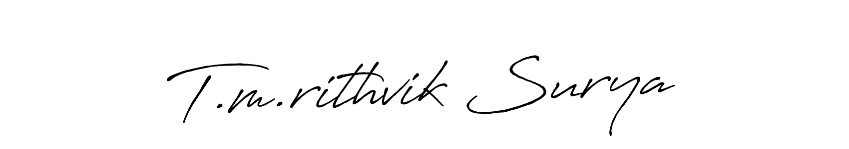 Make a short T.m.rithvik Surya signature style. Manage your documents anywhere anytime using Antro_Vectra_Bolder. Create and add eSignatures, submit forms, share and send files easily. T.m.rithvik Surya signature style 7 images and pictures png