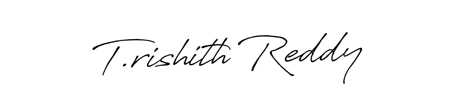 The best way (Antro_Vectra_Bolder) to make a short signature is to pick only two or three words in your name. The name T.rishith Reddy include a total of six letters. For converting this name. T.rishith Reddy signature style 7 images and pictures png
