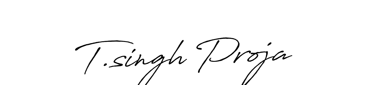 How to make T.singh Proja name signature. Use Antro_Vectra_Bolder style for creating short signs online. This is the latest handwritten sign. T.singh Proja signature style 7 images and pictures png
