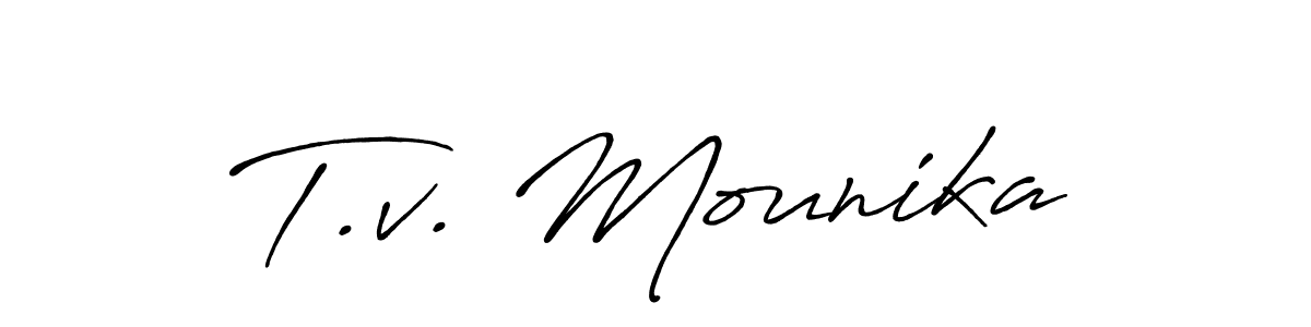 Make a beautiful signature design for name T.v. Mounika. Use this online signature maker to create a handwritten signature for free. T.v. Mounika signature style 7 images and pictures png