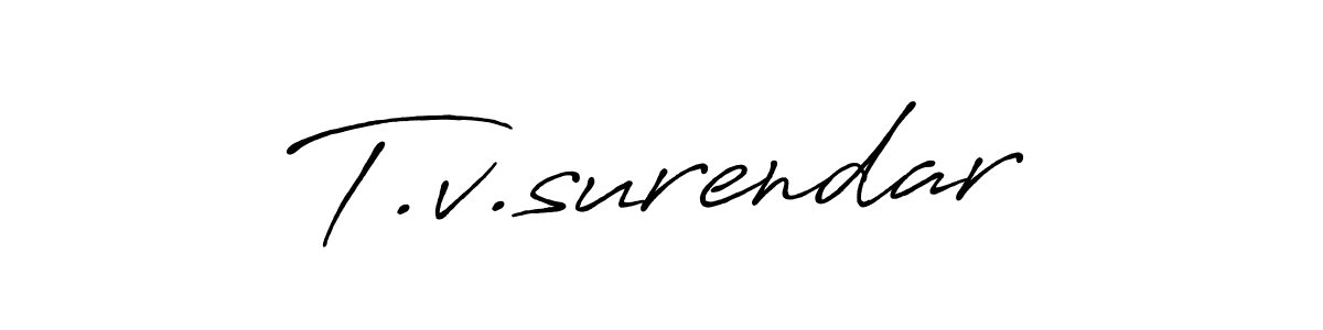 Also we have T.v.surendar name is the best signature style. Create professional handwritten signature collection using Antro_Vectra_Bolder autograph style. T.v.surendar signature style 7 images and pictures png