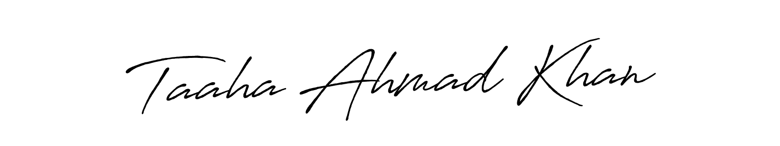 Create a beautiful signature design for name Taaha Ahmad Khan. With this signature (Antro_Vectra_Bolder) fonts, you can make a handwritten signature for free. Taaha Ahmad Khan signature style 7 images and pictures png