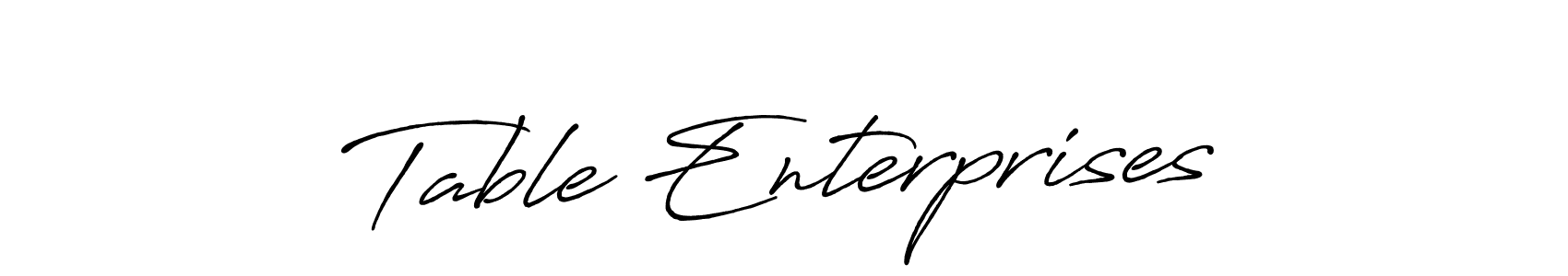 Make a beautiful signature design for name Table Enterprises. With this signature (Antro_Vectra_Bolder) style, you can create a handwritten signature for free. Table Enterprises signature style 7 images and pictures png