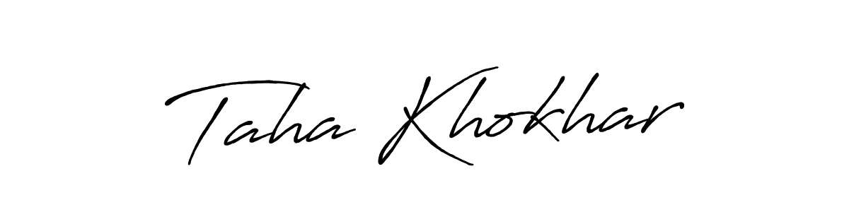 This is the best signature style for the Taha Khokhar name. Also you like these signature font (Antro_Vectra_Bolder). Mix name signature. Taha Khokhar signature style 7 images and pictures png