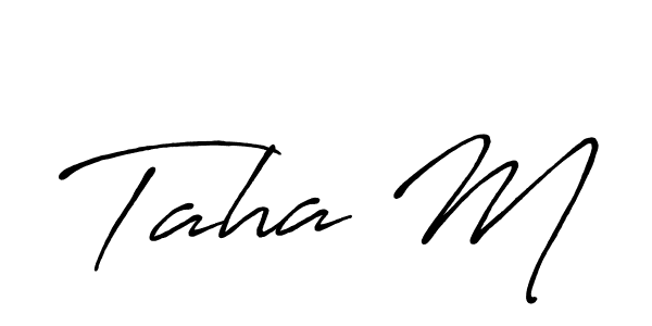 This is the best signature style for the Taha M name. Also you like these signature font (Antro_Vectra_Bolder). Mix name signature. Taha M signature style 7 images and pictures png