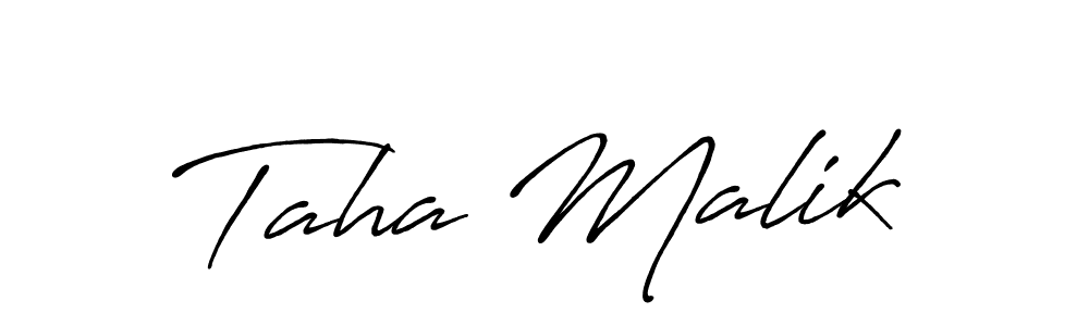 Taha Malik stylish signature style. Best Handwritten Sign (Antro_Vectra_Bolder) for my name. Handwritten Signature Collection Ideas for my name Taha Malik. Taha Malik signature style 7 images and pictures png