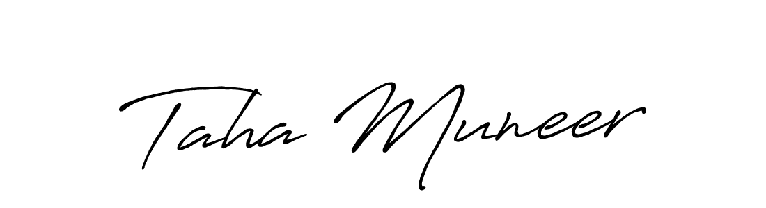 The best way (Antro_Vectra_Bolder) to make a short signature is to pick only two or three words in your name. The name Taha Muneer include a total of six letters. For converting this name. Taha Muneer signature style 7 images and pictures png