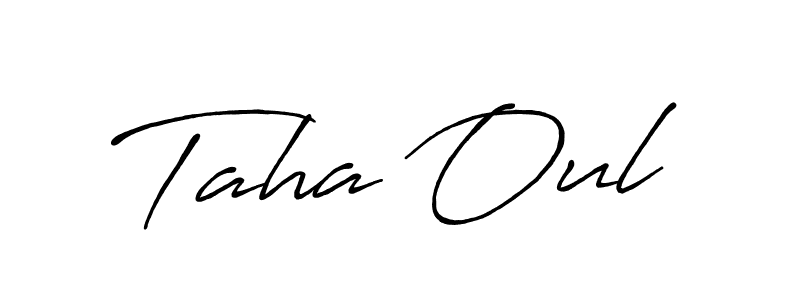 Use a signature maker to create a handwritten signature online. With this signature software, you can design (Antro_Vectra_Bolder) your own signature for name Taha Oul. Taha Oul signature style 7 images and pictures png