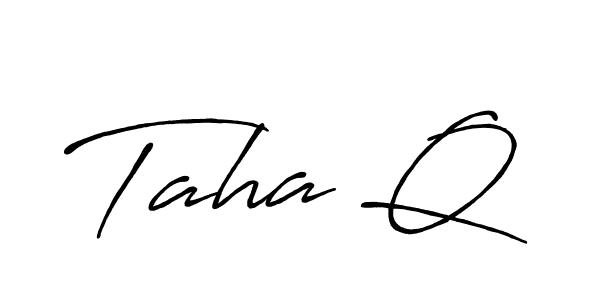 if you are searching for the best signature style for your name Taha Q. so please give up your signature search. here we have designed multiple signature styles  using Antro_Vectra_Bolder. Taha Q signature style 7 images and pictures png