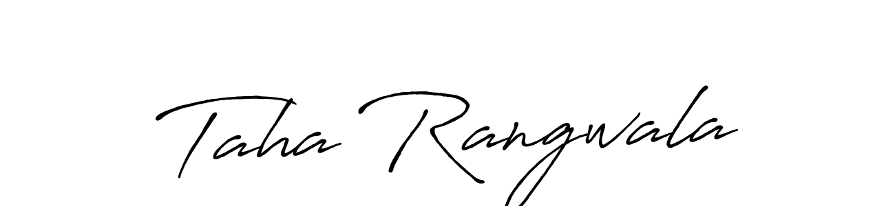 Design your own signature with our free online signature maker. With this signature software, you can create a handwritten (Antro_Vectra_Bolder) signature for name Taha Rangwala. Taha Rangwala signature style 7 images and pictures png