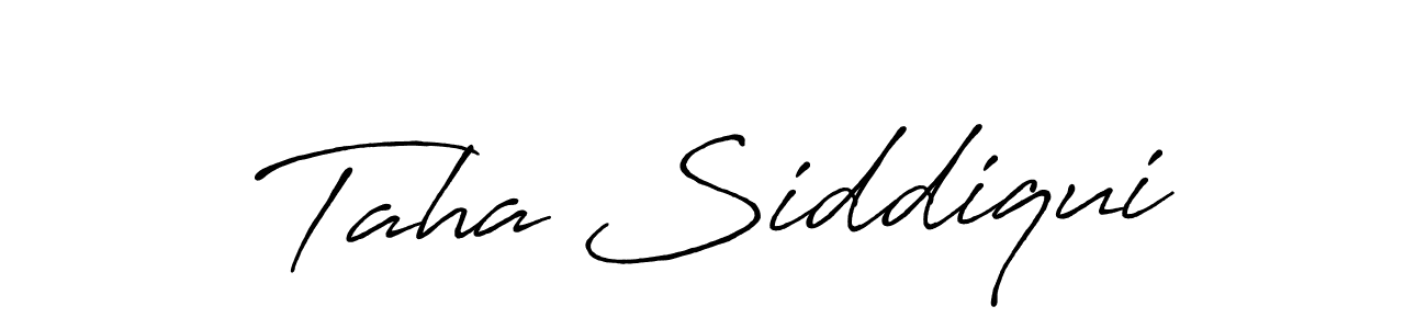How to make Taha Siddiqui name signature. Use Antro_Vectra_Bolder style for creating short signs online. This is the latest handwritten sign. Taha Siddiqui signature style 7 images and pictures png