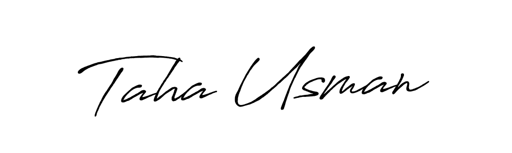 Make a beautiful signature design for name Taha Usman. With this signature (Antro_Vectra_Bolder) style, you can create a handwritten signature for free. Taha Usman signature style 7 images and pictures png