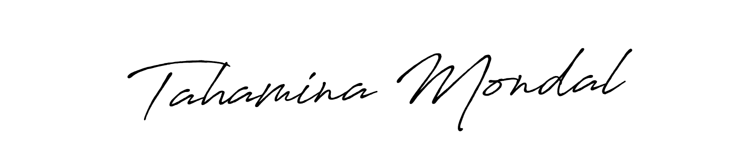 How to make Tahamina Mondal name signature. Use Antro_Vectra_Bolder style for creating short signs online. This is the latest handwritten sign. Tahamina Mondal signature style 7 images and pictures png