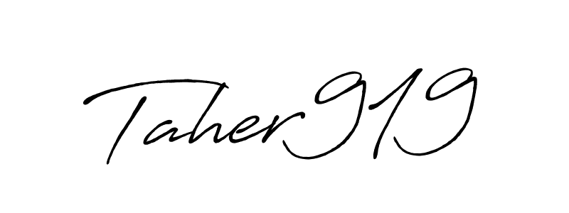 How to make Taher919 name signature. Use Antro_Vectra_Bolder style for creating short signs online. This is the latest handwritten sign. Taher919 signature style 7 images and pictures png