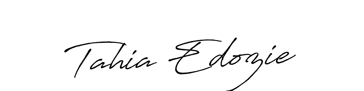 You should practise on your own different ways (Antro_Vectra_Bolder) to write your name (Tahia Edozie) in signature. don't let someone else do it for you. Tahia Edozie signature style 7 images and pictures png