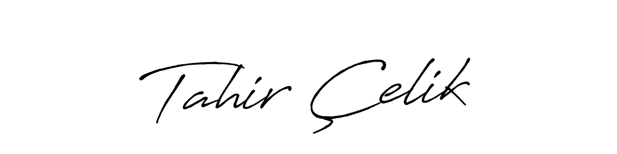 How to make Tahir Çelik name signature. Use Antro_Vectra_Bolder style for creating short signs online. This is the latest handwritten sign. Tahir Çelik signature style 7 images and pictures png