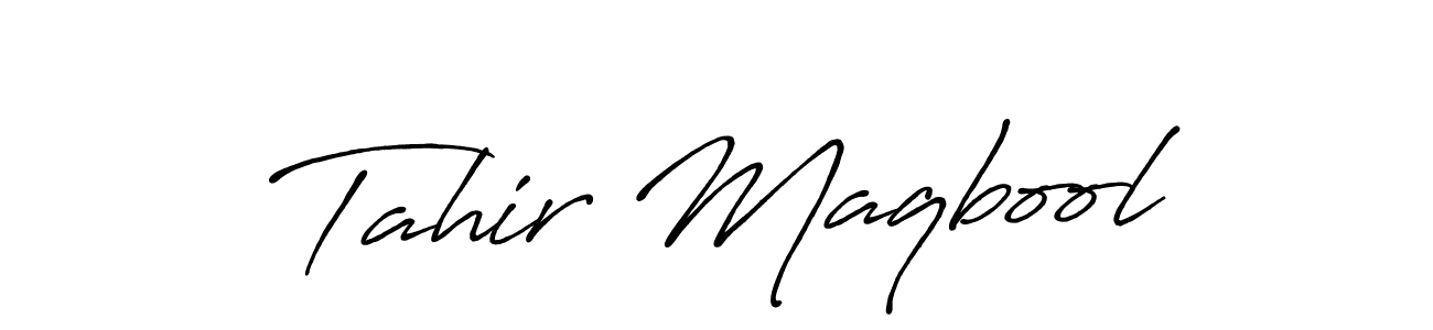 Make a beautiful signature design for name Tahir Maqbool. With this signature (Antro_Vectra_Bolder) style, you can create a handwritten signature for free. Tahir Maqbool signature style 7 images and pictures png