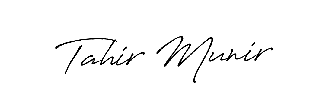 You should practise on your own different ways (Antro_Vectra_Bolder) to write your name (Tahir Munir) in signature. don't let someone else do it for you. Tahir Munir signature style 7 images and pictures png