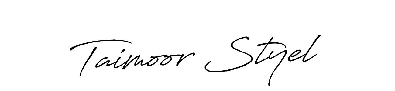 Use a signature maker to create a handwritten signature online. With this signature software, you can design (Antro_Vectra_Bolder) your own signature for name Taimoor Styel. Taimoor Styel signature style 7 images and pictures png