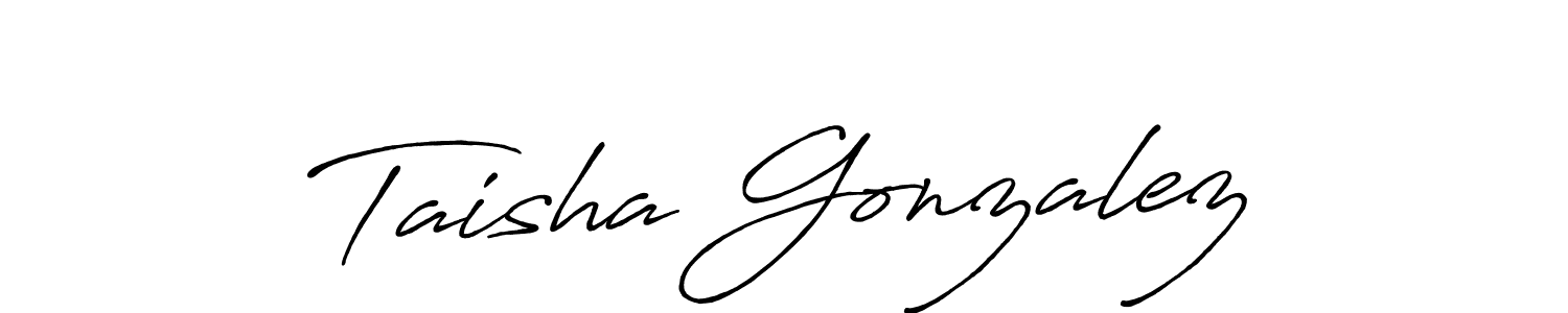 Make a beautiful signature design for name Taisha Gonzalez. With this signature (Antro_Vectra_Bolder) style, you can create a handwritten signature for free. Taisha Gonzalez signature style 7 images and pictures png