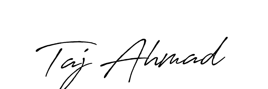 Make a beautiful signature design for name Taj Ahmad. With this signature (Antro_Vectra_Bolder) style, you can create a handwritten signature for free. Taj Ahmad signature style 7 images and pictures png