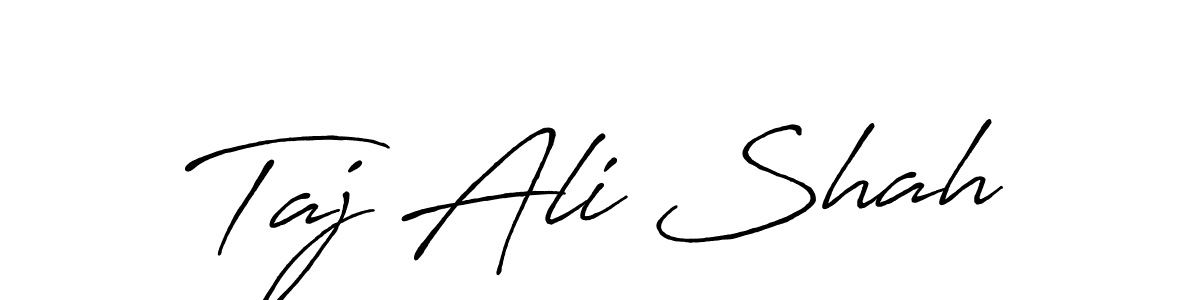 Make a beautiful signature design for name Taj Ali Shah. With this signature (Antro_Vectra_Bolder) style, you can create a handwritten signature for free. Taj Ali Shah signature style 7 images and pictures png